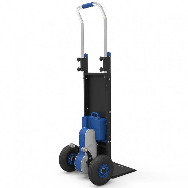 XSTO ZW4200D Electric battery-powered stair climbing trolley, moves loads up to 200 kg on stairs, with pneumatic wheels and durable frame, ideal for use on stairs without elevators