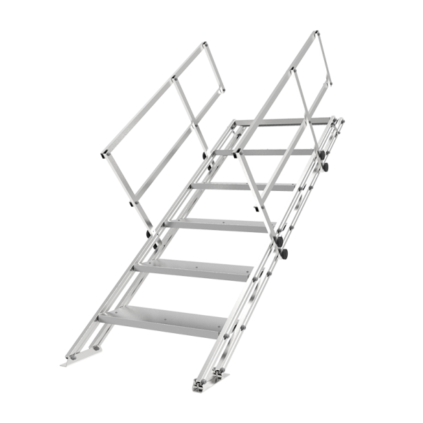 XSTO adjustable aluminum ladder 6 steps, reinforced build, compatible with hand trucks for loading and unloading on flat surfaces