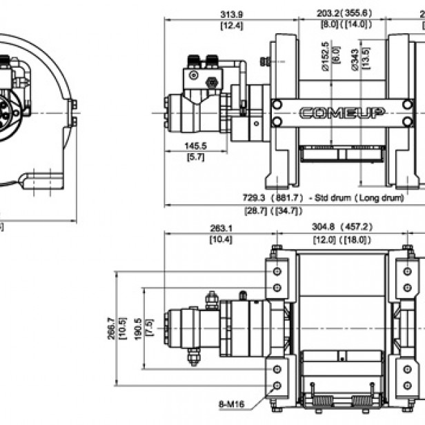 COME UP BISON 30 Hydraulic Worm Gear Winch 13608 kg   Hydraulic Worm Gear Winch COME UP BISON 30   COME UP BISON 30 22 mm 46 m Hydraulic Worm Gear Winch   COME UP BISON 30