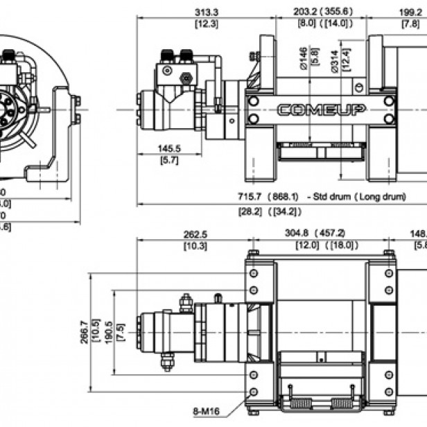 COME UP BISON 20 Hydraulic Worm Gear Winch 9072 kg   Hydraulic Worm Gear Winch COME UP BISON 20   COME UP BISON 20 19 mm 46 m Hydraulic Worm Gear Winch   COME UP BISON 20