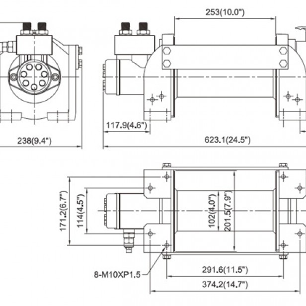 COME UP HV-10 Hydraulic Worm Gear Winch 4536 kg   Hydraulic Worm Gear Winch COME UP HV-10   COME UP HV-10 13 mm 38 m Hydraulic Worm Gear Winch   COME UP HV-10