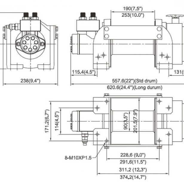 COME UP HV-8 Hydraulic Worm Gear Winch 3628 kg   Hydraulic Worm Gear Winch COME UP HV-8   COME UP HV-8 11 mm 38 m Hydraulic Worm Gear Winch   COME UP HV-8