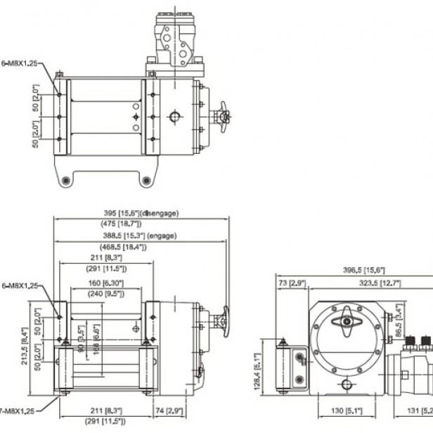 COME UP YAK 7 Hydraulic Worm Gear Winch 3175 kg   Hydraulic Worm Gear Winch COME UP YAK 7   COME UP YAK 7 8 mm 50 m Hydraulic Worm Gear Winch   COME UP YAK 7