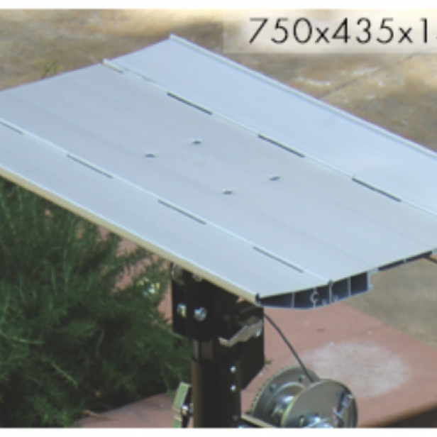 GUIL BC-05/M aluminium load tray 750×435 mm  BC-05/M folding platform for ELC lifters  BC-05/M platform in use with ELC-750 lifter