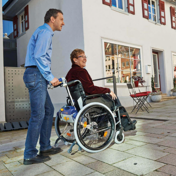 AAT V-MAX Standard electric power assist system for wheelchairs up to 210 kg AAT V-MAX Plus electric system for manual wheelchairs up to 300 kg AAT V-MAX Standard & Plus versions AAT V-MAX for easy and safe wheelchair driving
