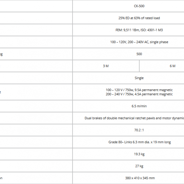 COME UP CK-500 chain hoist 500 kg , electric hoist COME UP, single phase chain hoist COME UP CK-500, industrial hoist 500 kg COME UP, hoist for factory and professional use