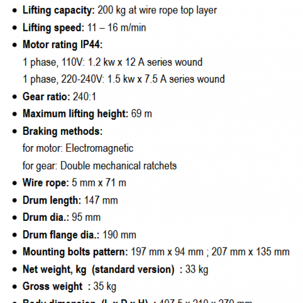 COME UP CWL-200L βαρούλκο 200 kg   Βαρούλκο 69 m COME UP CWL-200L   Μονοφασικό AC βαρούλκο CWL-200L   Βαρούλκο συρματόσχοινου μεγάλη εμβέλεια COME UP CWL-200L