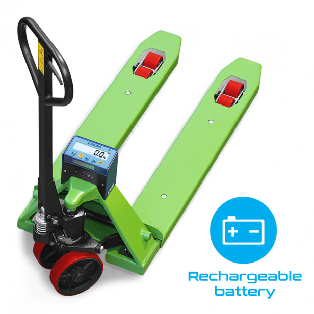 Χειροκίνητο παλετοφόρο με ζυγαριά 2000kg,200mm ανύψωση με επαναφορτιζόμενη μπαταρία TPWNBT 