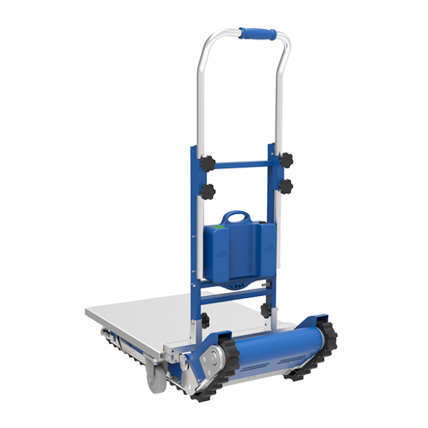 XSTO CT250 Electric stair climbing trolley, Load capacity up to 250 kg, Up to 20 steps per minute climbing speed, Rechargeable lithium battery, Self-balance tilt detection, Foldable design