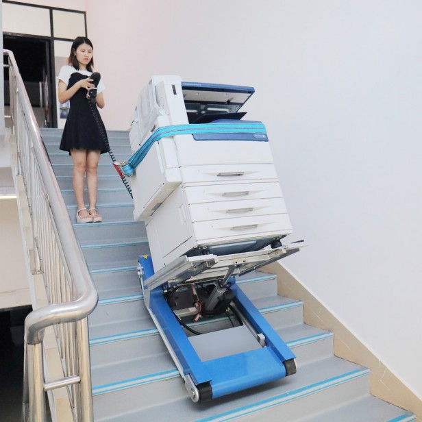 XSTO CT420S Electric stair climbing trolley, Load capacity up to 420 kg, Self-balancing center-of-gravity sensors, Wired remote control, Non-slipping crawler track, IP54 protection, Noise < 70 dB