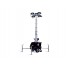 LUX C12 high-power LED lighting tower – coverage up to 4700 m²  LUX C12 with 4×160 W LED and manual lifting up to 7 m  Plug-in lighting tower LUX C12 – no generator  Silent light tower LUX C12 for industrial use