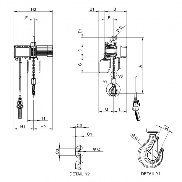 Bαρούλκο αλυσίδας 500kg W8F 380V