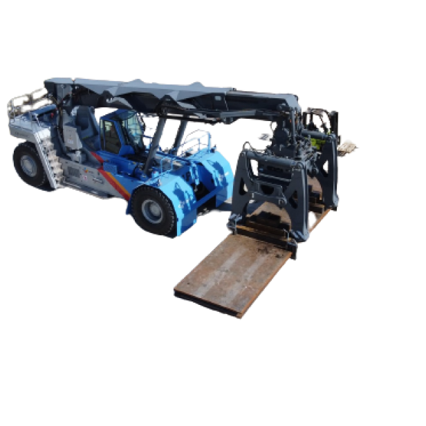  Reach stacker Model RSUP-100-75-SHR specially designed for handling slabs from the rolling mill up to 110 ton 