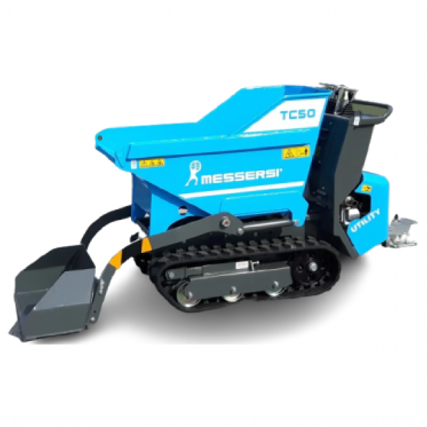 Messersi TC50D μίνι ερπυστριοφόρο dumper 500 kg Messersi TC50D με κινητήρα Yanmar L70N6 Messersi TC50D με υδροστατική μετάδοση Messersi TC50D με 2 ταχύτητες κίνησης Messersi TC50D με πλατφόρμα φόρτωσης 0.3 m³