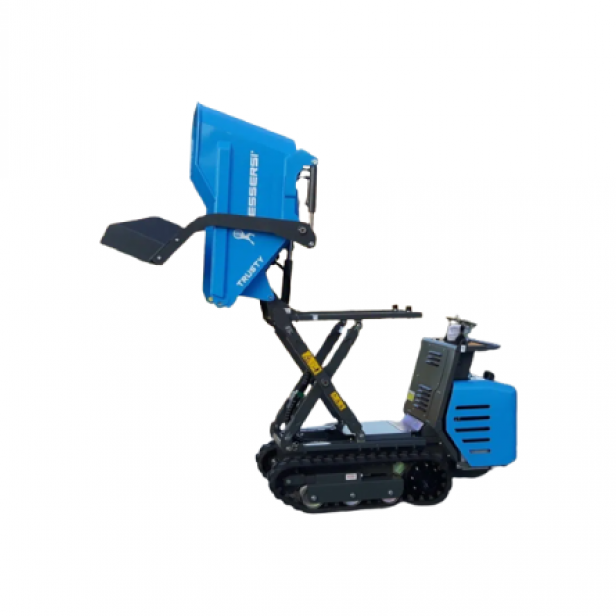 Messersi TC95D μίνι ερπυστριοφόρο dumper 950 kg Messersi TC95D με υδροστατική μετάδοση Messersi TC95D με 2 ταχύτητες κίνησης Messersi TC95D με πλατφόρμα φόρτωσης 0.43 m³ Messersi TC95D compact dumper για στενούς χώρους