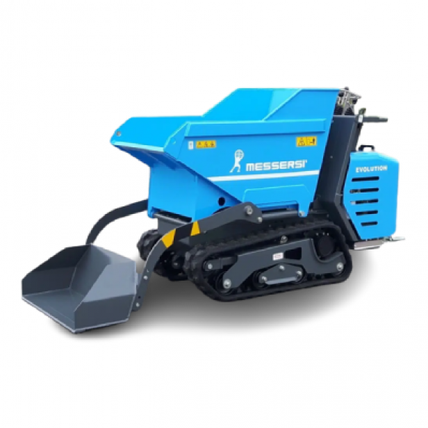 Messersi TC120D mini tracked dumper 1200 kg Messersi TC120D with hydrostatic transmission Messersi TC120D with 2-speed travel Messersi TC120D with 0.44 m³ loading skip Messersi TC120D compact dumper for narrow spaces