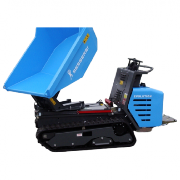 Messersi TC130D mini tracked dumper 1300 kg Messersi TC130D with hydrostatic transmission Messersi TC130D with 2-speed travel Messersi TC130D with 0.5 m³ loading skip Messersi TC130D compact dumper for narrow spaces
