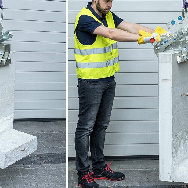 Probst WEZ grab, WEZ grab for L-stones, Probst angular concrete grab WEZ, WEZ lifting clamp Probst