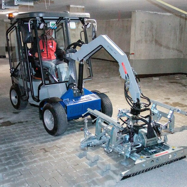 Probst VM-X PaverMax installation machine VM-X PaverMax electric paver laying vehicle Probst VM-X slab installation carrier