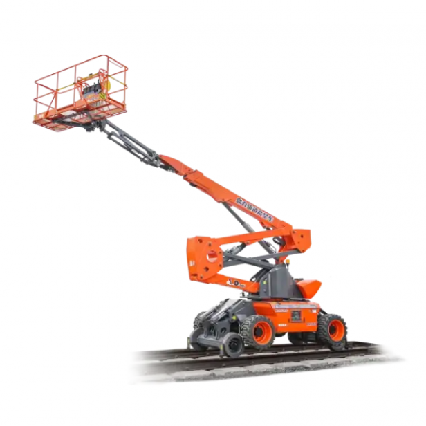 Articulated lift Dingli BA16RR for rail lines  Dingli BA16RR in operation  Lift for rail line maintenance  Articulated lift for electrical infrastructure  Dingli BA16RR self-propelled