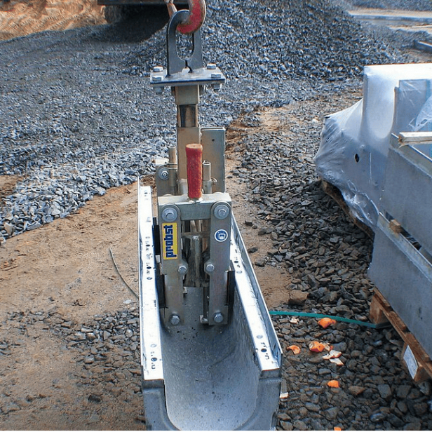 Probst KKV-200 Cable Channel Clamp Cable Channel Clamp Probst KKV-200 in use Probst KKV-200 with mechanical grip Probst KKV-200 lifting cable channels