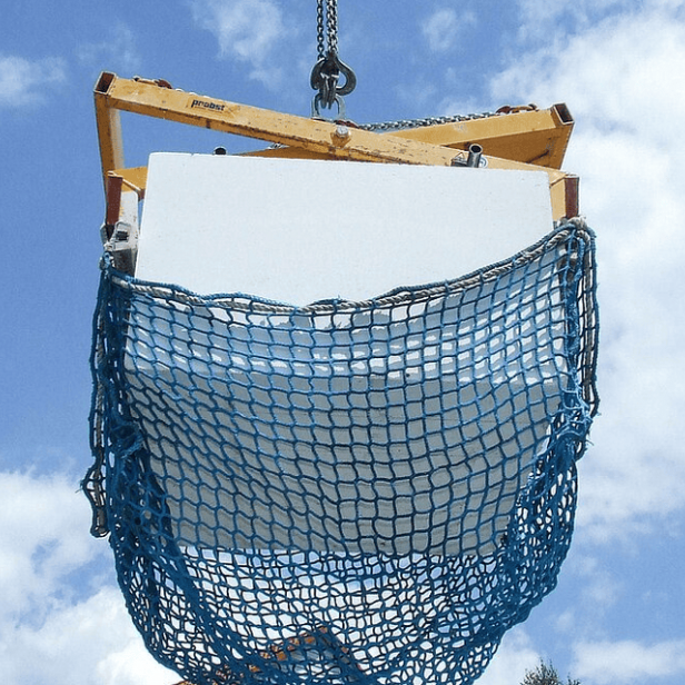 Probst KSZ-300-UNI Limestone Clamp Limestone Clamp Probst KSZ-300-UNI in use Probst KSZ-300-UNI with safety net Probst KSZ-300-UNI lifting limestone elements