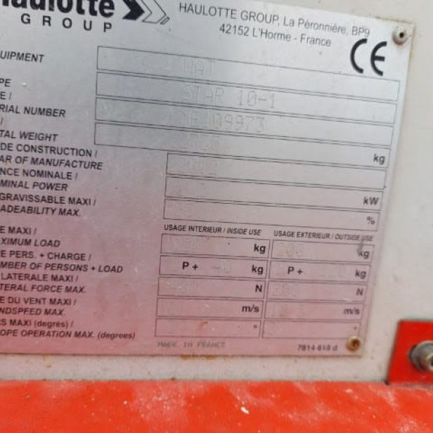 USED HAULOTTE STAR 10 - 10Μ WORKING HEIGHT  (2012) 