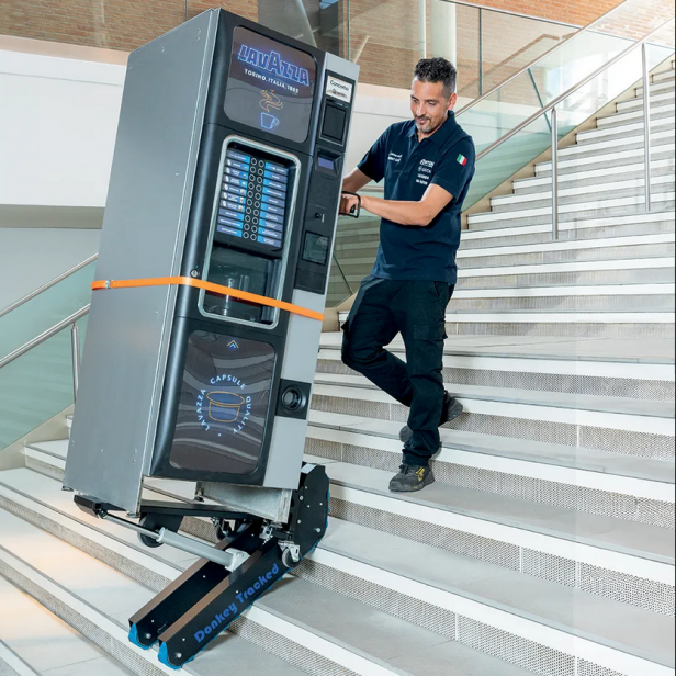 Ερπυστριοφόρο ηλεκτρικό καρότσι για σκάλες 350 kg  Ηλεκτρικό καρότσι μπαταρίας για βαριά φορτία  Καρότσι σκάλας με ερπύστρια  Επαγγελματικό καρότσι 350 κιλά  Καρότσι μεταφοράς φορτίων σε σκάλες