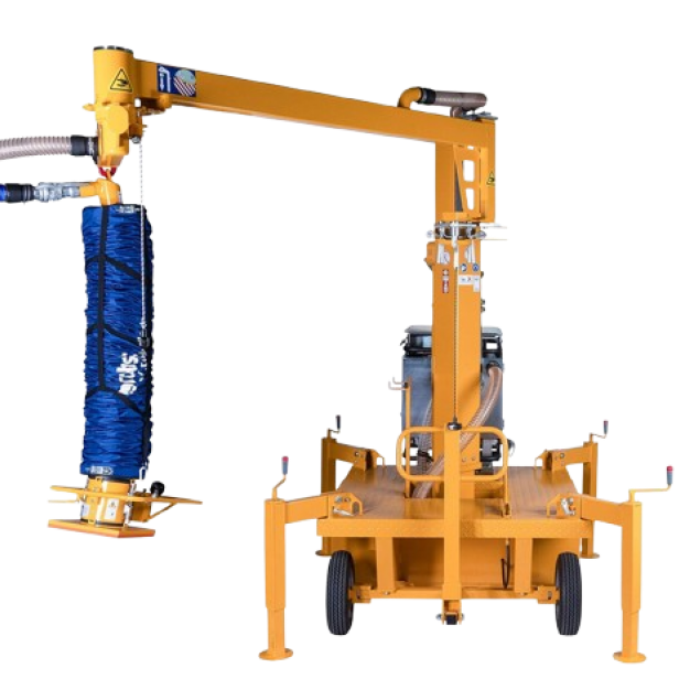 Probst Jumbomobil JM-Vario on construction site Probst JM-Vario laying slabs Probst JM-Vario with safety boom Probst JM-Vario in use with pavements