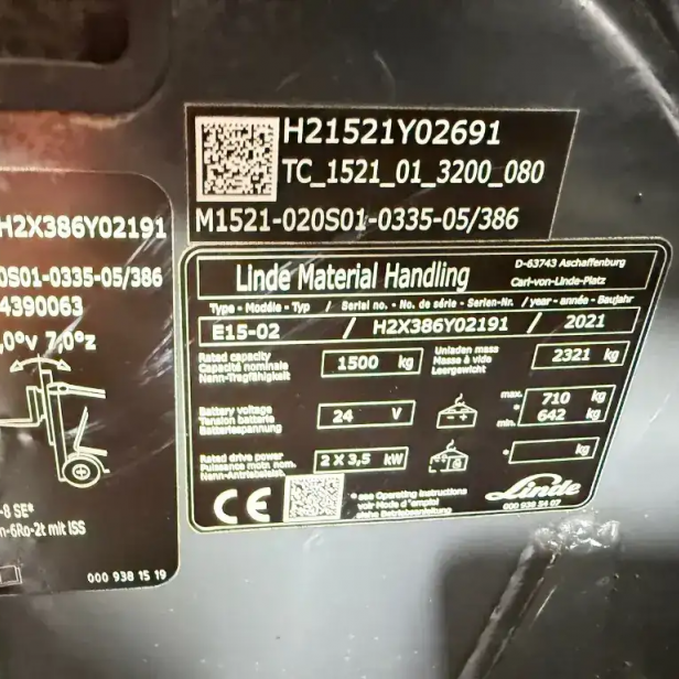 LINDE ΜΕΤΑΧΕΙΡΙΣΜΕΝΟ ΗΛΕΚΤΡΙΚΟ ΚΛΑΡΚ E15-02 EVO 1500kg (2021) 