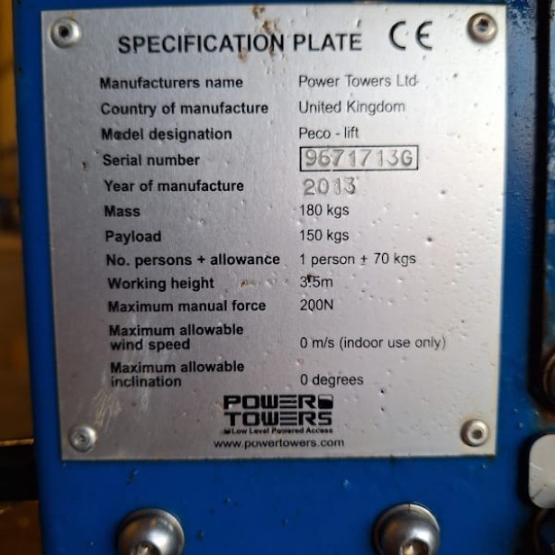 USED JLG PECOLIFT (2013) 3.5M 150KG