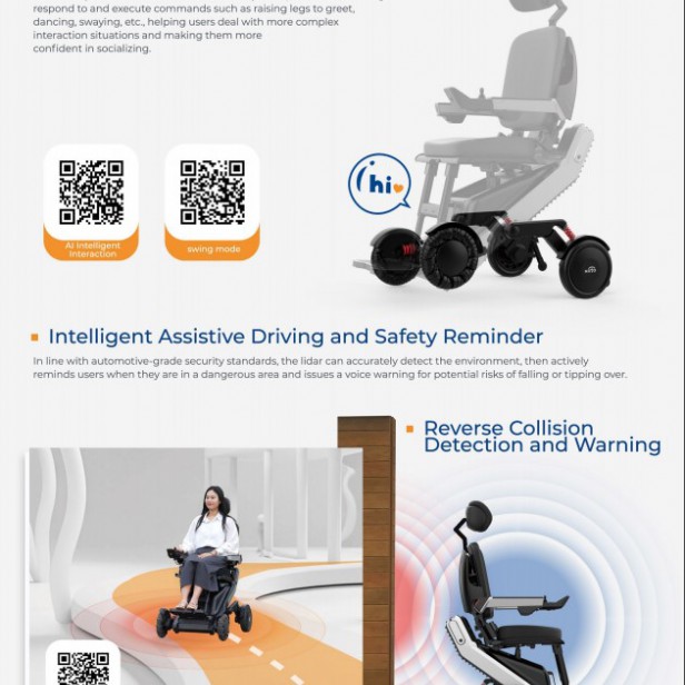 XSTO Mobility X12 Robotic mobility cart for people with disabilities, AI for autonomous movement, Motorized wheels, Full access across all terrains, Suitable for indoor and outdoor use, Load up to 136 kg