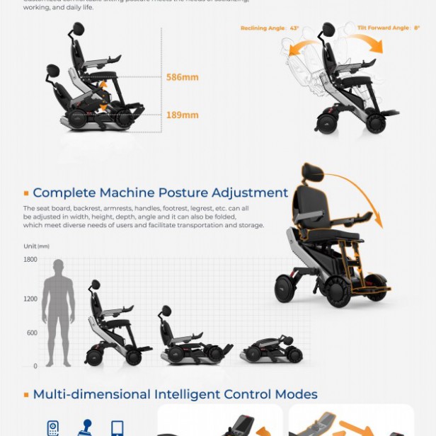 XSTO Mobility X12 Robotic mobility cart for people with disabilities, AI for autonomous movement, Motorized wheels, Full access across all terrains, Suitable for indoor and outdoor use, Load up to 136 kg