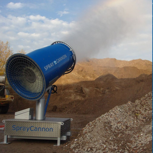 MB Dustcontrol SprayCannon 100 σύστημα καταστολής σκόνης φορητό SprayCannon 100 από MB Dustcontrol SprayCannon 100 με εμβέλεια 100 m και κάλυψη 27.500 m²