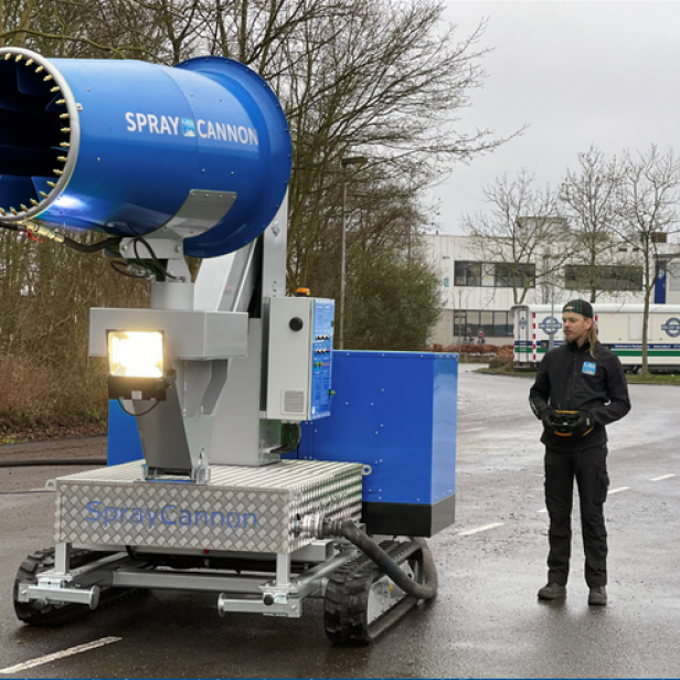 MB Dustcontrol SprayCannon 60-SMT σύστημα καταστολής σκόνης φορητό SprayCannon 60-SMT από MB Dustcontrol SprayCannon 60-SMT με εμβέλεια 60 m και κάλυψη 10.000 m²