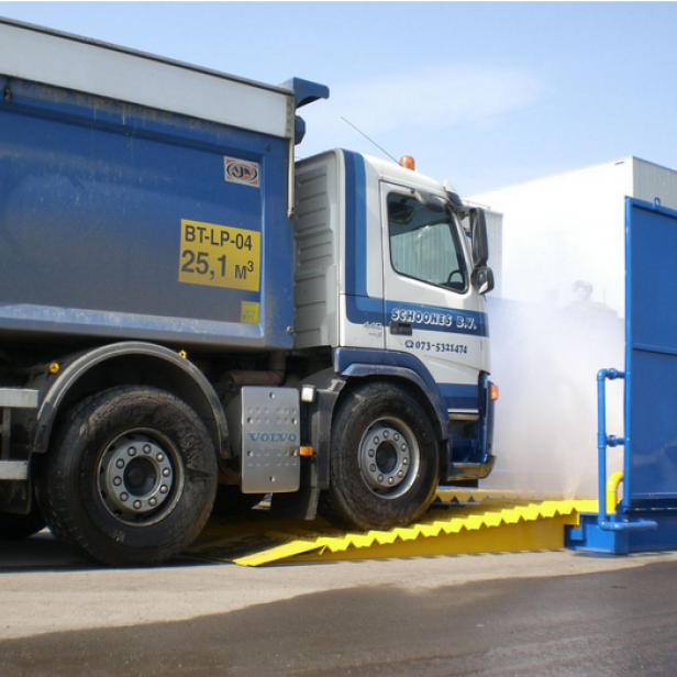MB Dustcontrol EcoWash, wheel washing system, 4-meter wash platform, 19,000L recycling tank, automatic entry sensor