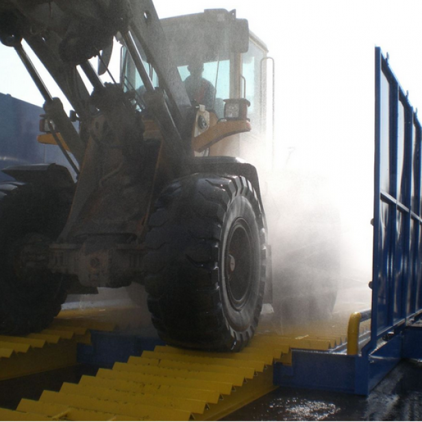 MB Dustcontrol EcoWash, σύστημα πλύσης τροχών, πλατφόρμα πλύσης 4 μέτρων, δεξαμενή ανακύκλωσης 19.000 λίτρων, αυτόματος αισθητήρας εισόδου