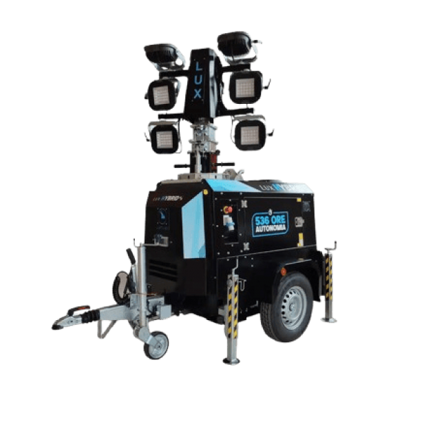 Πύργος φωτισμού LUXTOWER LUX Hybrid Lithium με 6×100W LED - Υβριδική τροφοδοσία (diesel + Lithium) και ανύψωση έως 8.5 m - Πύργος φωτισμού 4500 m² LUX Hybrid Lithium για χρήση χωρίς εξωτερική παροχή