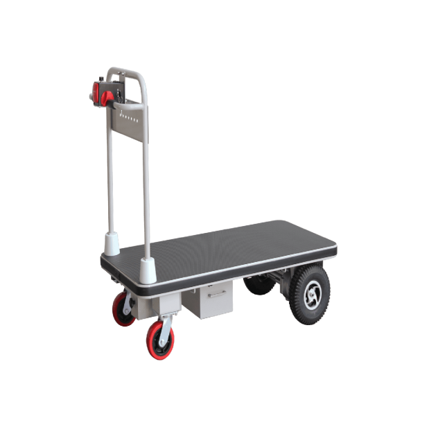 HUAGANG HG-103 electric platform cart, platform cart 400 kg, electric cart for industrial use, electric trolley, 400W motor cart, warehouse cart, powered platform cart HUAGANG HG-103