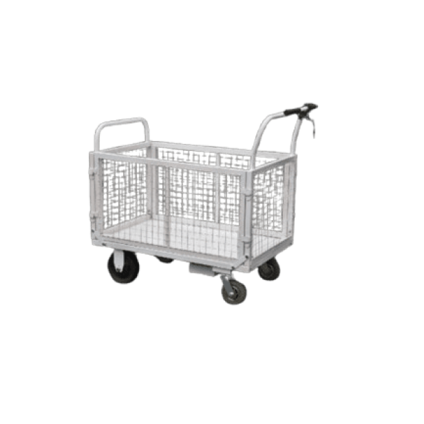 HUAGANG HG-2403 ηλεκτροκίνητο καρότσι με φράχτη, καρότσι πλατφόρμας με φράχτη 200 kg, ηλεκτροκίνητο καρότσι για βιομηχανική χρήση, ηλεκτρικό καρότσι με φράχτη, ρυμουλκό HUAGANG HG-2403, handling cart with fence