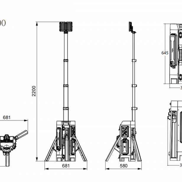 G-Comin TL-400 folding light tower, LED G-Comin TL-400, portable lighting G-Comin TL-400 up to 1100 m², outdoor light tower G-Comin TL-400, durable lighting G-Comin TL-400