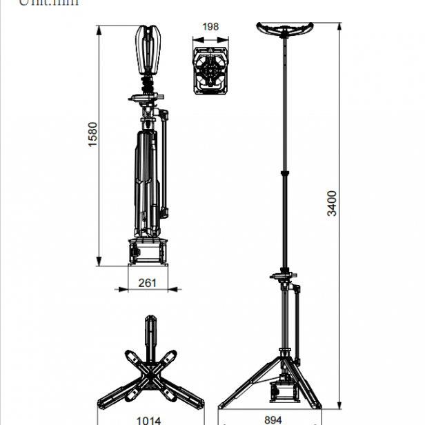 G-Comin PL-300 folding light tower, Petal Light Tower G-Comin PL-300, G-Comin PL-300 folding light tower up to 2 200 m², portable lighting G-Comin PL-300, outdoor folding light tower G-Comin PL-300