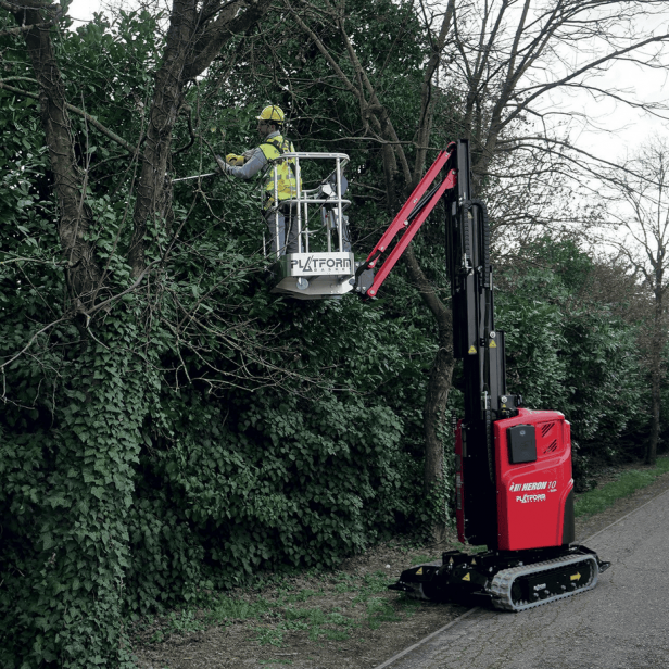 Platform Basket Heron 10 mini, mini tracked vertical lift Heron 10, mini self-propelled vertical lift 9.6 m, Platform Basket Heron 10 compact mini vertical lift