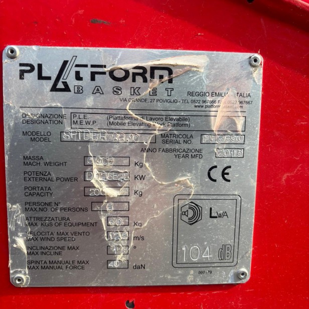 Platform Basket Spider 22.10 (MOD 2013) tracked hybrid spider lift, Spider Lift Platform Basket 22.10 MOD 2013, Platform Basket Spider 22.10 MOD 2013 tracked spider lift, Platform Basket Spider 22.10 MOD 2013 aerial platform, Spider 22.10 MOD 2013 tracked