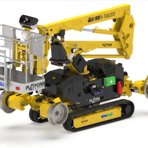 Platform Basket RR9/200 Rail Boom Lift for safe work on railway tracks Platform Basket RR 9/200 Boom Lift for railway maintenance Platform Basket RR 9/200 Rail Boom Lift for electrification and signalling works