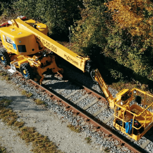 Platform Basket RR 19/500 αυτοκινούμενο αρθρωτό καλαθοφόρο συντήρησης σιδηροδρόμων Platform Basket RR 19/500 καλαθοφόρο για εργασία πάνω σε σιδηροδρομικές ράγες Platform Basket RR 19/500 ανυψωτικό για συντήρηση σιδηροδρομικών γραμμών