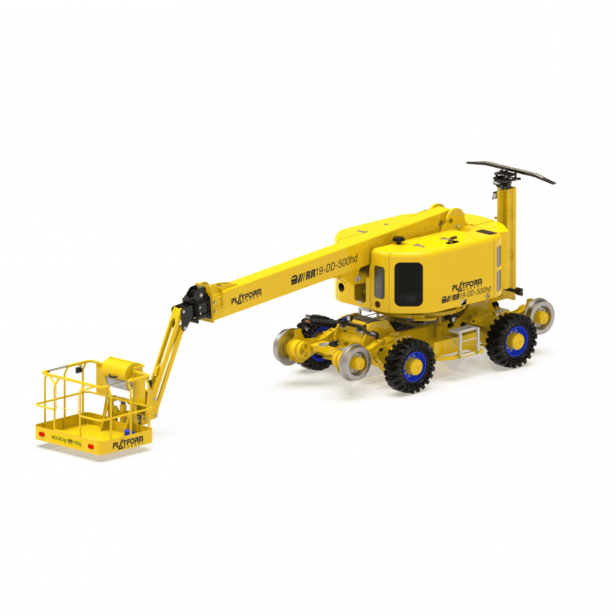 Platform Basket RR 19/500 Rail Boom Lift for safe work on railway tracks Platform Basket RR 19/500 Boom Lift for railway maintenance Platform Basket RR 19/500 Rail Boom Lift with 500 kg capacity