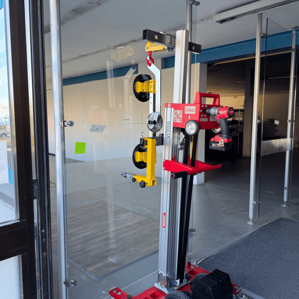 GOLIA JUNIOR χειροκίνητο σύστημα ανύψωσης τζαμιών GOLIA JUNIOR με περιστρεφόμενους ιστούς Ανυψωτικό τζαμιών GOLIA JUNIOR για επαγγελματική χρήση