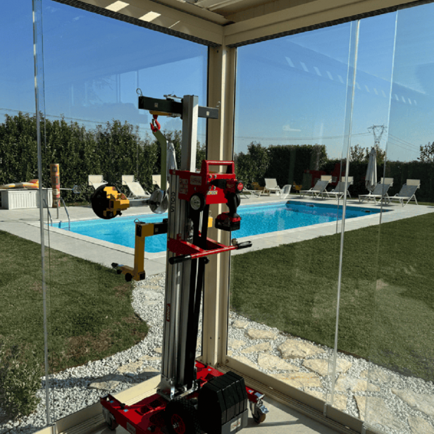 GOLIA JUNIOR χειροκίνητο σύστημα ανύψωσης τζαμιών GOLIA JUNIOR με περιστρεφόμενους ιστούς Ανυψωτικό τζαμιών GOLIA JUNIOR για επαγγελματική χρήση