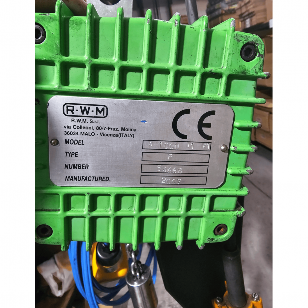 RWM electric chain hoist 1000kg 380V, electric hoist 10m single speed, lightly used chain hoist, industrial hoist 380V, lifting equipment for construction use